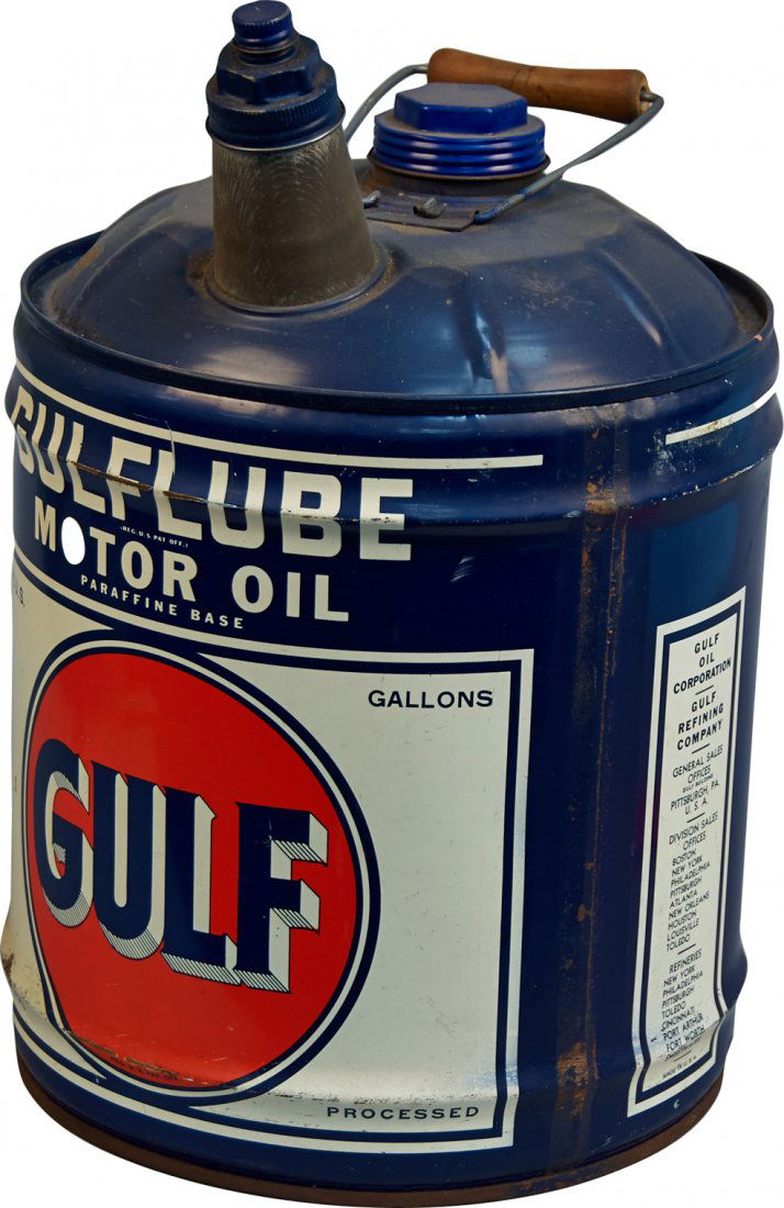5 Gallon Gulf "Gulflube" Motor Oil Metal Can w/ Handle Jun 02, 2013