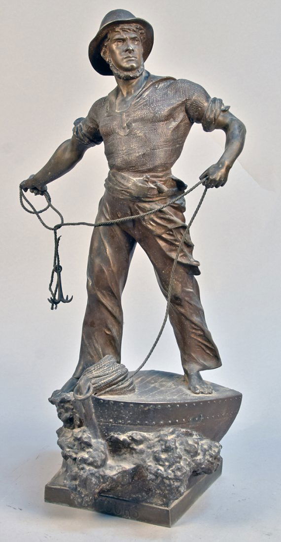 "Secours" Waagen French Spelter Sailor Mariner Statue