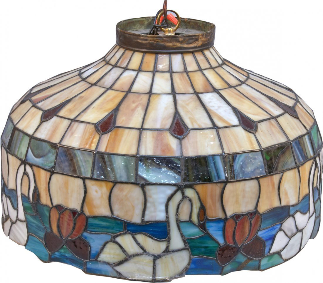 Stained Leaded Glass Swan Hanging Lamp Shade Jun 02, 2013 Victorian