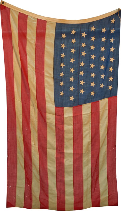 Early 45-Star United States Of America National Flag: Early 45-Star United States Of America National Flag, Good condition, Per the consignor, this flag flew for 12 years from July 4th 1896 in Utah.