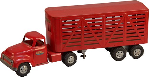 Vintage Tonka Toys Livestock Hauler Semi Truck & Trail: Vintage Tonka Toys Livestock Hauler Semi Truck & Trailer - 23"l.