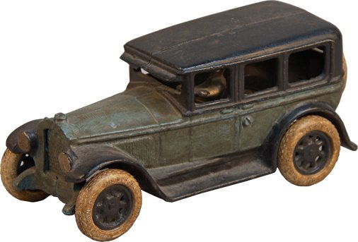 Vintage Cast-Iron Arcade Buick Sedan c1927: Vintage Cast-Iron Arcade Buick Sedan c1927 w/ removable driver - 8-1/2"l.