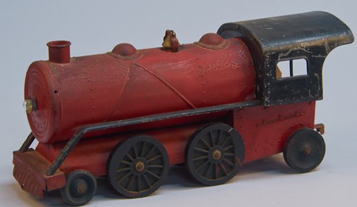 Vintage COR-COR Toys Painted Tin Engine w/ Coal Tender: Vintage COR-COR Toys Painted Tin Engine w/ Coal Tender No. 62-22 - 30"l