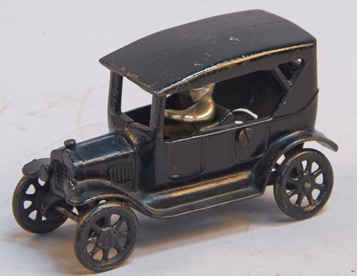 Early Arcade Cast-Iron Ford Touring Car c1923: Early Arcade Cast-Iron Ford Touring Car c1923 w/ driver - 6-1/2"l