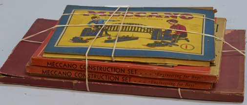 Lot of 4 - Vintage The MECCANO Company of America Const: Lot of 4 - Vintage The MECCANO Company of America Construction Building Sets, All In Original Cardboard Boxes (fair): 1 - Set No. 1, 2 - Set No. 1050s & 1 - Set No. 3, (may not be complete)