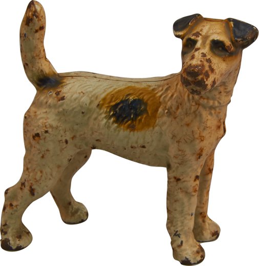 Early Painted Cast-Iron Figural Dog Doorstop: Early Painted Cast-Iron Figural Dog Doorstop - 9"h