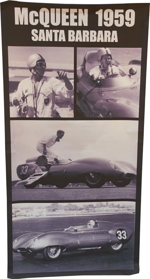 Very Large Steve McQueen 1959 Black & White Poster: Very Large Steve McQueen 1959 Black & White Poster, photo taken at The Santa Barbara Airport. Consignor claims it is from Barbie McQueen's (former wife) personal collection - 48" x 96"