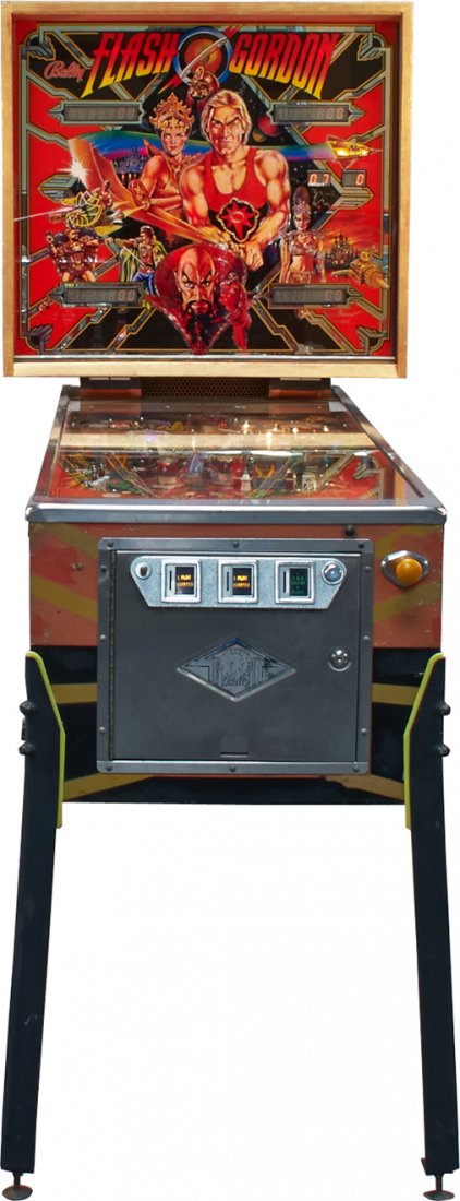 25 Cent Bally MFG. Flash Gordon Pinball Floor Arcade: 25 Cent Bally MFG. Flash Gordon Pinball Floor Arcade Machine w/ Instruction Manual, Dated May 13th, 1980, Sci-fi themed, Designed by Claude Fernandez & Art by Kevin O'Connor w/ key