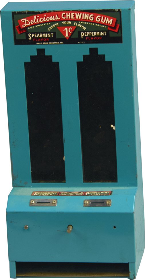 1 Cent 2-Column "Delicious Chewing Gum" Vending Machine: 1 Cent 2-Column "Delicious Chewing Gum" Vending Machine, by Jolly Good Industries, Inc. w/ key