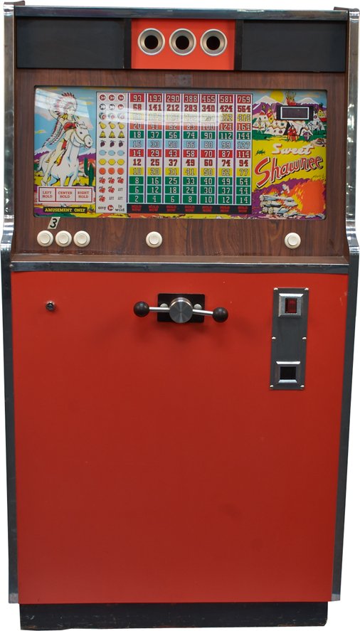 25 Cent Keeney Sweet Shawnee Light-Up Floor Arcade: 25 Cent Keeney Sweet Shawnee Light-Up Floor Console Machine (amusement only) c1950, Front glass and console in great condition