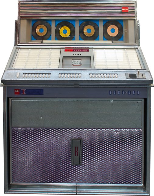 "Casino" Rock-Ola Model 433 GP Imperial Jukebox: "Casino" Rock-Ola Model 433 GP Imperial Jukebox w/ Box of extra 45 RPM records, 160-Selection, From the movie "Casino" w/ letter from production assistant, Serial No. 321600