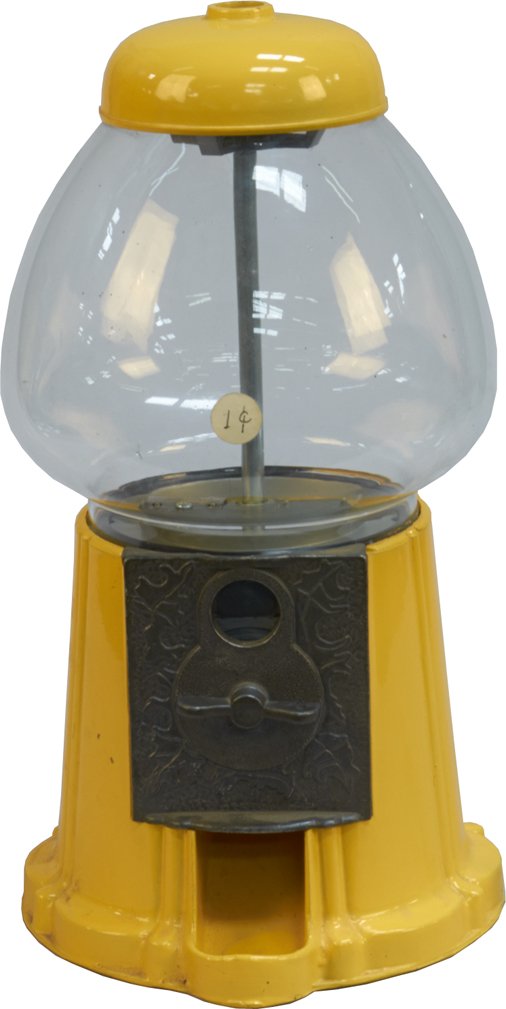 1 Cent Carousel Yellow Countertop Gumball Vending: 1 Cent Carousel Yellow Countertop Gumball Vending Machine, Carousel Industries Inc. Morton Grove, Illinois, In working condition