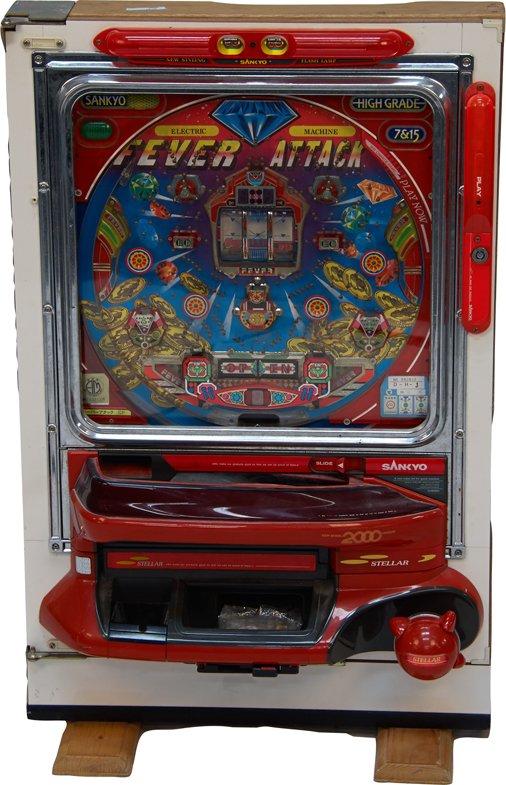 Sankyo Stellar New Model 2000 Version Pachinko Machine: Sankyo Stellar New Model 2000 Version Pachinko Machine, No back panel, w/ tray of metal balls