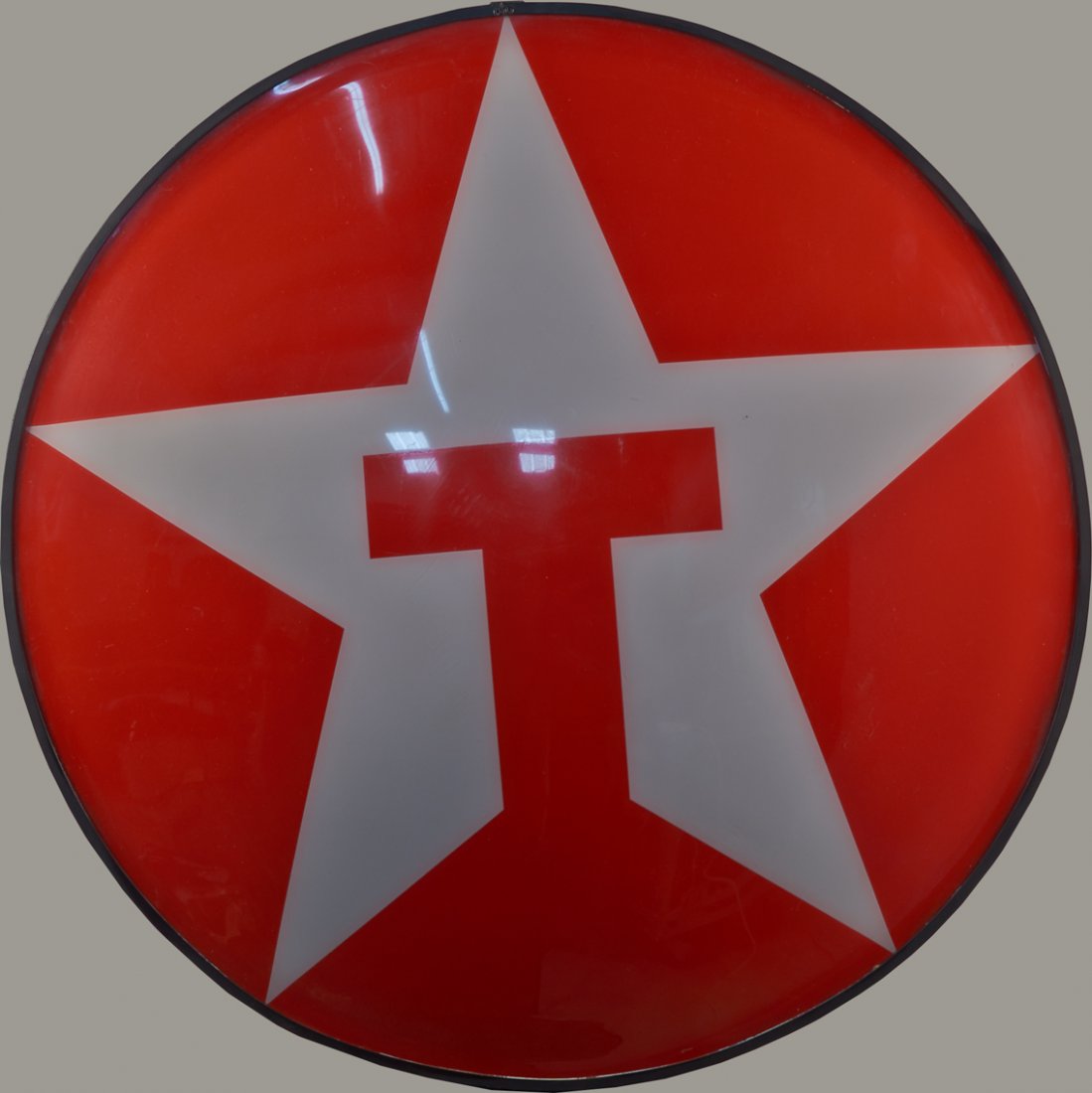 Vintage Texaco Bubble Face Plastic Light-Up Gas/Service: Vintage Texaco Bubble Face Plastic Light-Up Gas/Service Station Sign, in metal frame c1970's w/ dimmer switch - 34"d