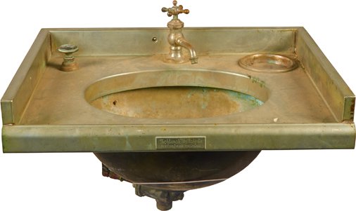 Early The Adams & Westlake Co. Metal Sink: Early The Adams & Westlake Co. Metal Sink w/ faucet, New York, Philadelphia, Chicago - 21" x 16" x 12"