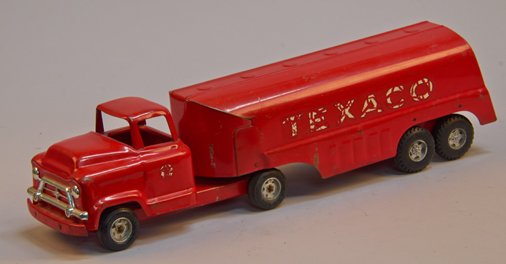Vintage Buddy 'L' Pressed-Steel Texaco Tanker: Vintage Buddy 'L' Pressed-Steel Texaco Tanker, this model is most likely the model they sold at gas stations as a promotion - approx. 25"l