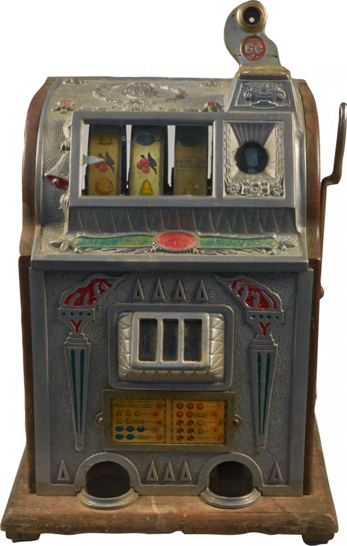 5 Cent Mills Novelty Revamp Torch Front Slot Machine: 5 Cent Mills Novelty Revamp Torch Front Slot Machine w/ Jennings Conversion (no neck, no back door)