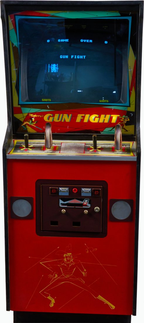 25 Cent Midway's Gun Fight Shooter Arcade Machine: 25 Cent Midway's Gun Fight 2-Player Floor Model Shooter Arcade Machine c1975, No key