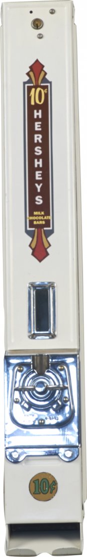 10 Cent Advance Hershey's Milk Chocolate Vending: 10 Cent Advance Hershey's Milk Chocolate Unit C Vendor Wall Mount Column Candy Bar Vending Machine, Pat. 1912 & 1923 w/ key