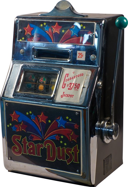 25 Cent Star Dust Slot Machine: 25 Cent Star Dust Slot Machine, "Guaranteed Jackpot $37.50" w/ keys