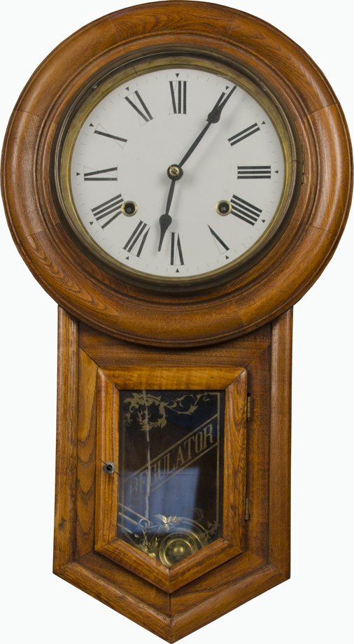 Antique Wall Mount Wooden Regulator Clock