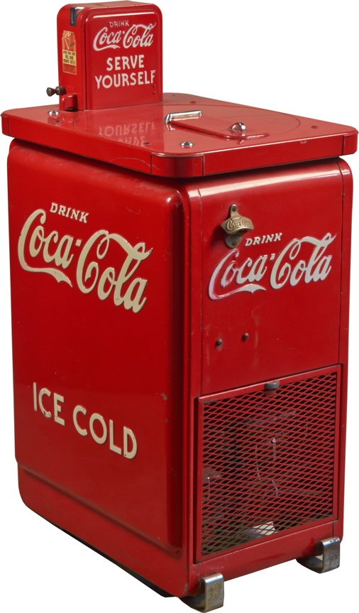 Vintage Coca Cola Vendo 123 Junior Bottle Vending Machi: Vintage Coca Cola Vendo 123 Junior Bottle Vending Machine c1940's, same machine as the Westinghouse Jr., except the Vendo model comes w/ coin-box, mechanism on top