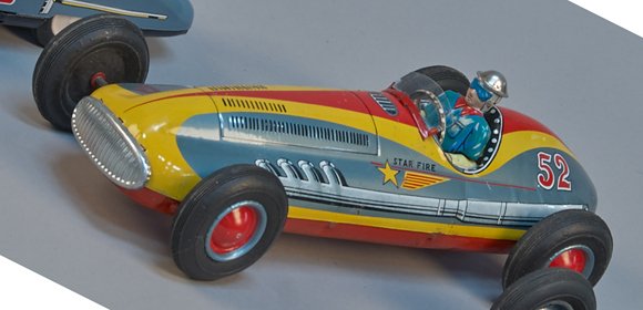 Star Fire No. 52 Litho. Tin Toy Race Car: Star Fire No. 52 Litho. Tin Toy Race Car, Made In Japan, Friction w/ Black Rubber Tires - 11"l