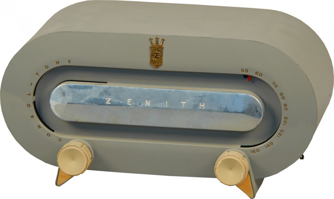 Zenith Consol-Tone Model S-17697 Tabletop AM Tube Radio: Zenith Consol-Tone Model S-17697 Plastic Tabletop AM Tube Radio, AC 110 60 cycle - 13 3/4" x 6" x 6 1/4"