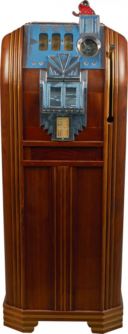 5 Cent Pace MFG. Royal Comet Club Bell Slot Machine: 5 Cent Pace MFG. Royal Comet Club Bell Upright Floor Slot Machine c1937 w/ Pace Comet fortune reels w/ keys