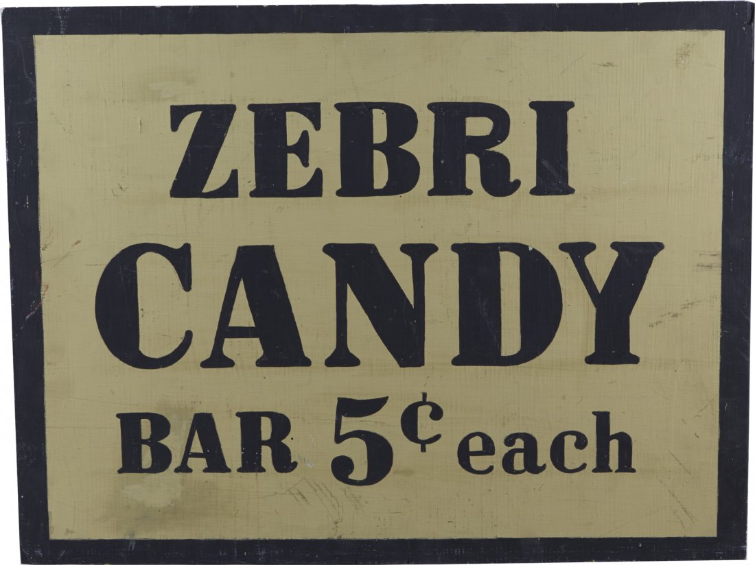 Primitive Zebri Candy Bar 5 Cent Wooden Sign: Primitive Zebri Candy Bar 5 Cent Painted Wooden Sign !8"x24"