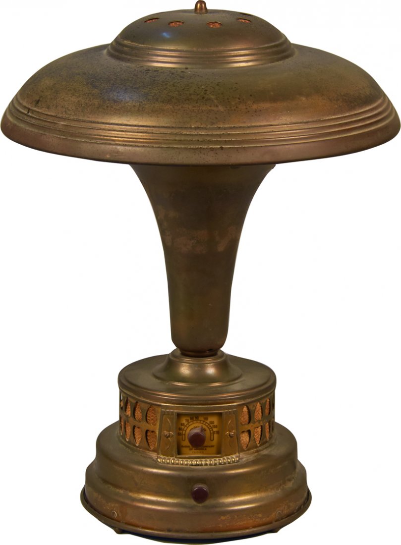 Radio Lamp Metal Art Deco Furniture Radio: Radio Lamp Metal Art Deco Furniture Radio by Radio Lamp Corp. of America, Dark copper color, AC 110 60 cycle