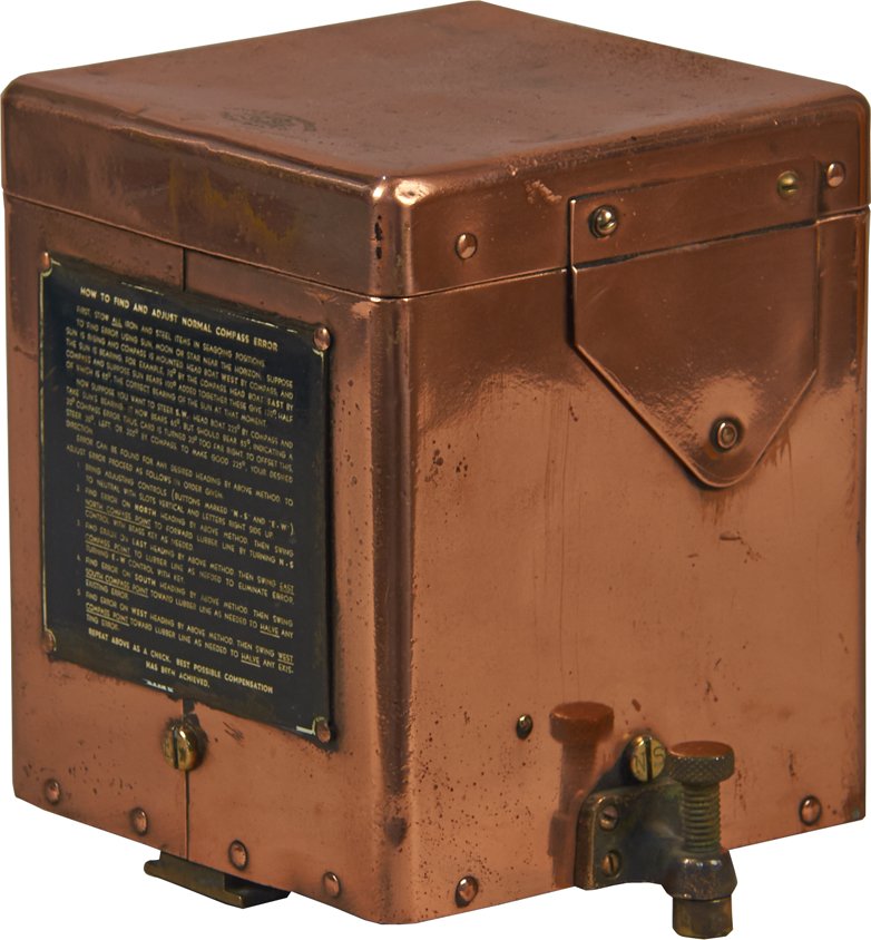 Restored Small Lifeboat Compass: Restored Small Lifeboat Compass, WWII - 6" x 6" x 6"