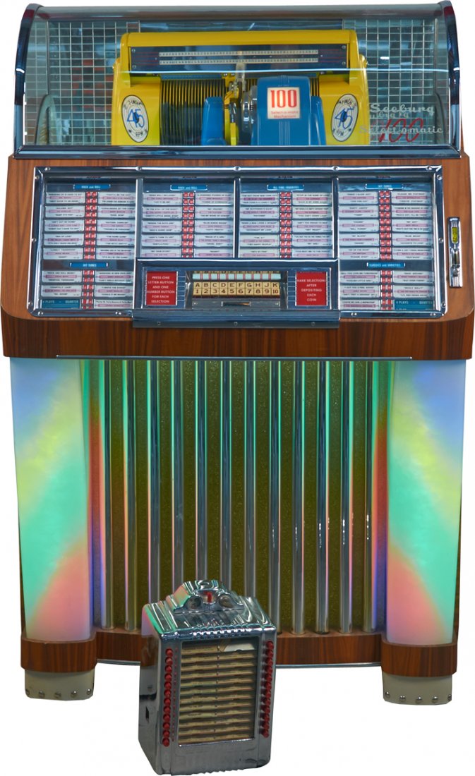 Restored Seeburg Model 100C Jukebox: Restored Seeburg Model 100C Jukebox, Holds 50 45 rpm records, Includes remote wall box, Great restoration