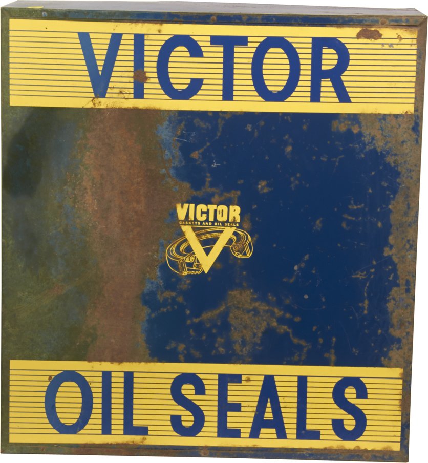 Lot of 3 Tin Store Advertising Displays:: Lot of 3 Tin Store Advertising Displays: 1 - Use Anco by Anderson Windshield Wiper Blades and Arms, c1956, The Anderson Co., Front door lifts to reveal compartments inside for blades - 15" x 14" x 16"