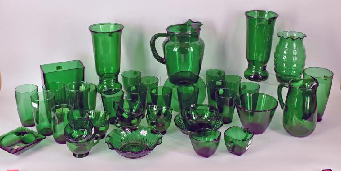 Large Collection Of Forest Green Depression Glass (1 of 4)