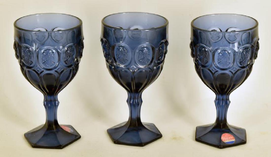 Azure Blue Cameo Medallion Fostoria Water Goblets (1 of 2)
