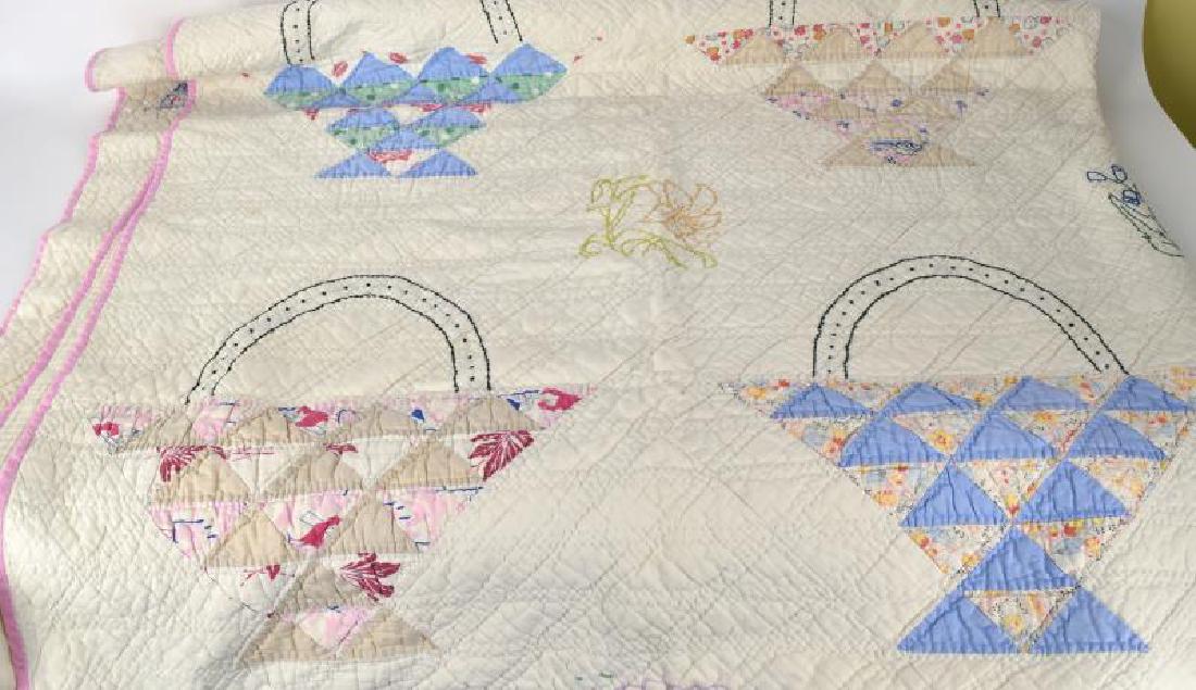 Handmade Basket & Embroidered  Quilt (1 of 3)