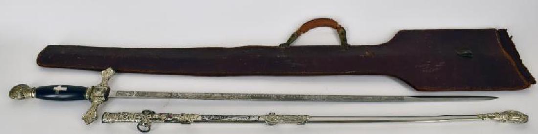 Knight's Temple Masonic Sword: With Scabbard Engraved On Blade And Scabbard Foster N Beeson