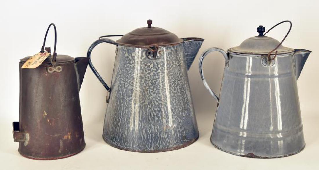 Antique Enamel & Metal Coffee Pots (1 of 2)