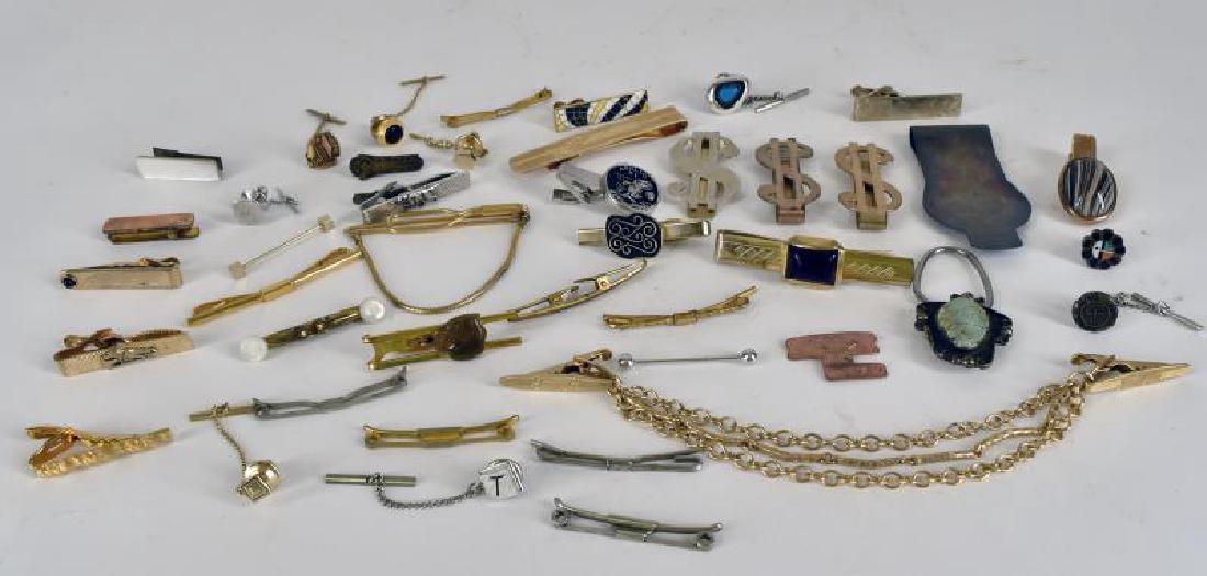 Large Collection Of Tie Tacks,tie Bars: Together With Money Clips. One Money Clip Is Sterling, Some Gold Filled, One Marvel Clip, One Vest Clip Total Of Thirty-eight Pieces