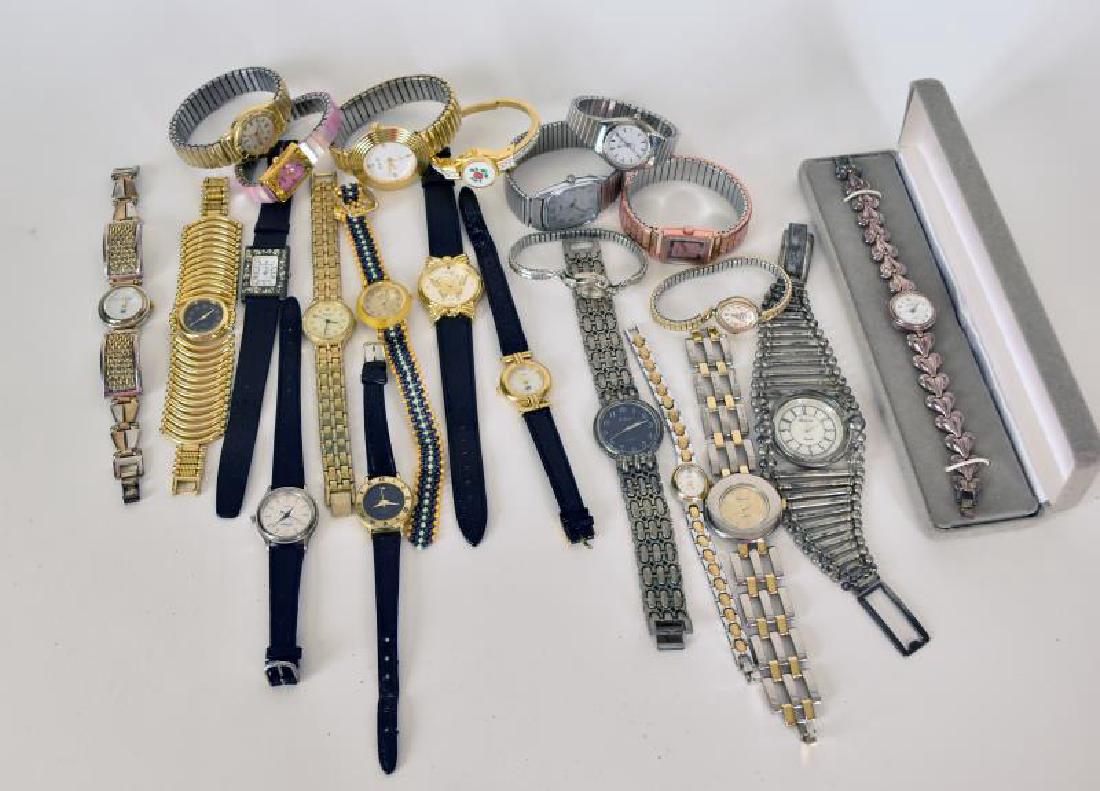 Large Collection Of Ladies Watches: Consisting Of 25 Different Watches Including Elgin, Ronica, Futura, Timex, And Many More
