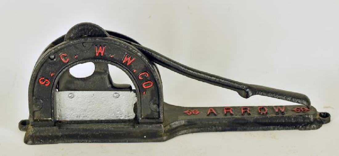 Arrow Tobacco Cutter: This Iron Tobacco Cutter Is Made By S.c.w.w. Co And Measures 18" Long