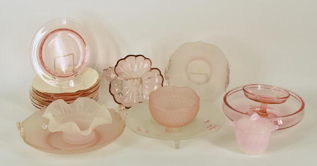 Collection Of Pink Satin And Depression Glass (1 of 1)