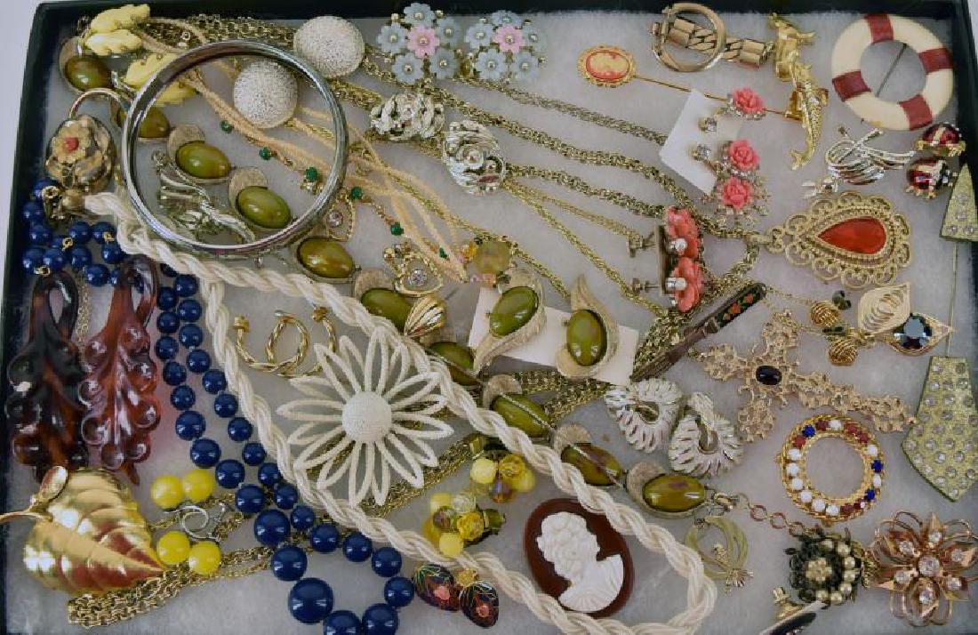 Trifari, Coro,charel Costume Jewelry: Together With Eight Necklaces, Approx Ten Pins And Twelve Earrings Pierced, Screw And Clip, One Bracelet, Dress Pin And Two Hair Clips