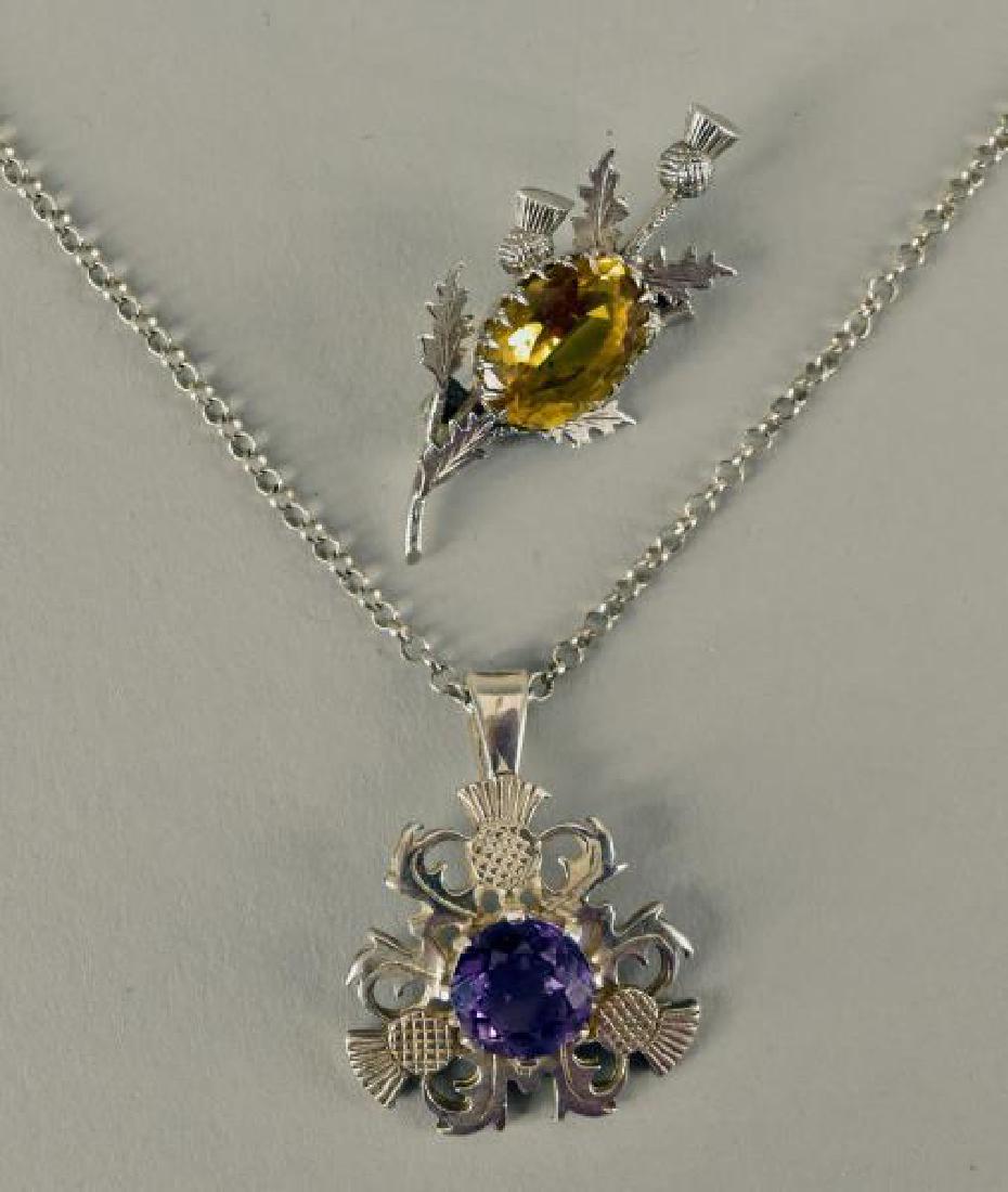 Sterling & Amethyst Scottish Thistle Necklace (1 of 1)