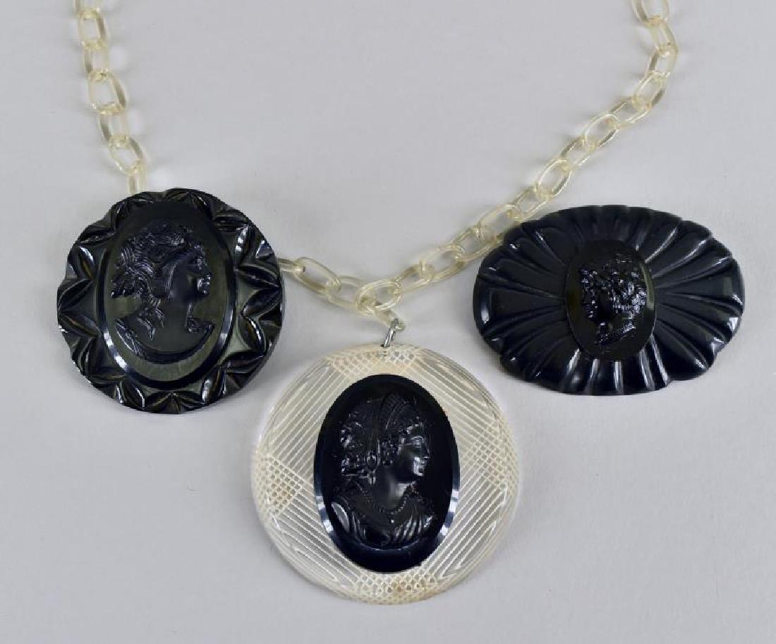 Celluloid Mourning Pin & Necklace (1 of 1)