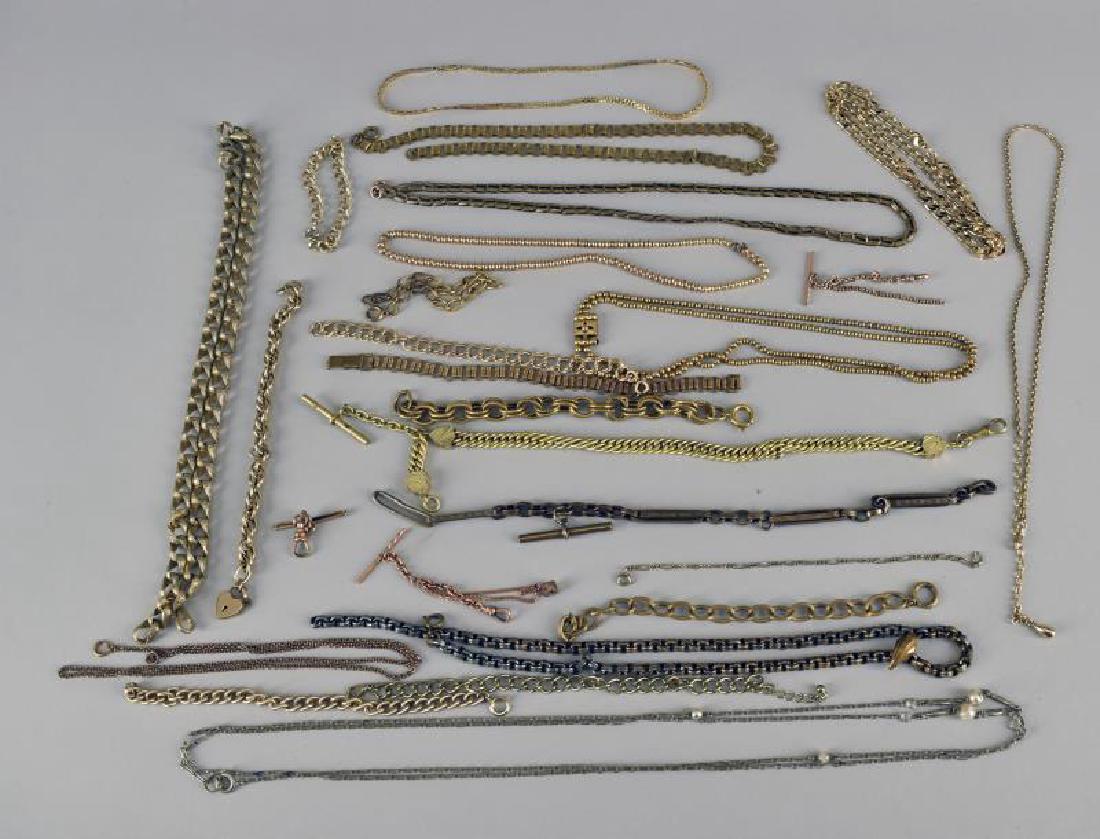 Collection Of Various Chains And Fobs: Consisting Of Ten Bracelets, Eleven Necklaces And Five Fobs And Chains
