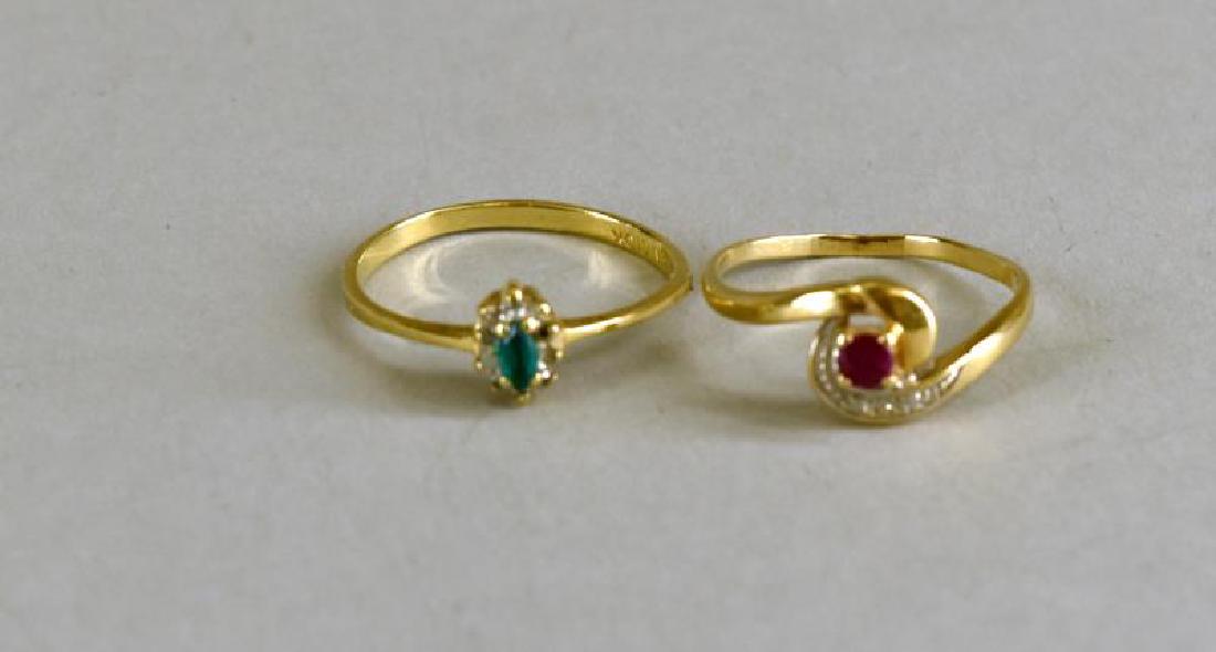 Two 10k Yellow Gold Emerald And Ruby Ring (1 of 1)