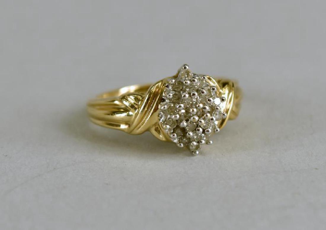 10k Yellow Gold And Diamond Cluster Ring: Size 7
