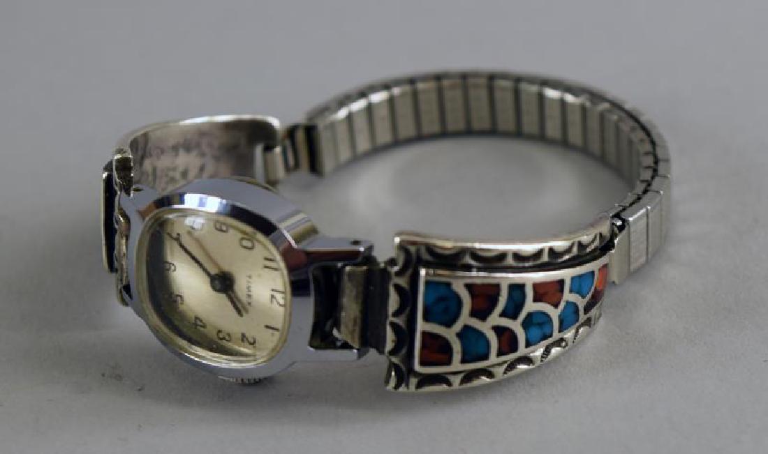 Southwestern Intail Turquoise & Coral Watch Band: The Timex Watch Does Not Work. The Band Is Sterling